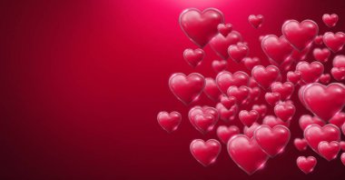 Parlak kabarcıklı Sevgililer kalplerin dijital bileşik