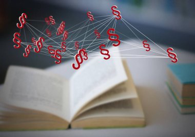 3d bölüm sembol simge ve açık kitap dijital bileşik