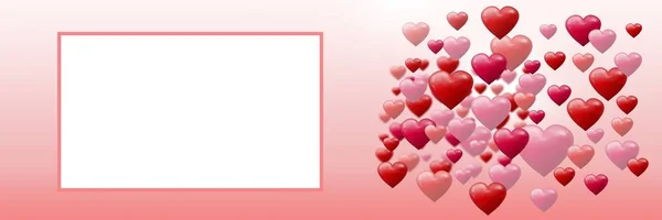 Digital Komposit Bubblig Valentines Hjärtan Med Tom Ruta — Stockfoto