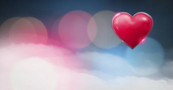 Ψηφιακός Σύνθετος Λαμπερό Καρδιά Καμμένος Bokeh Ομιχλώδες Φόντο — Φωτογραφία Αρχείου