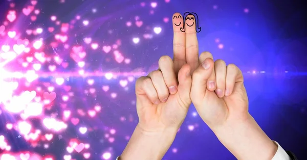 발렌타인의 손가락의 디지털 부부와 번쩍이는 — 스톡 사진