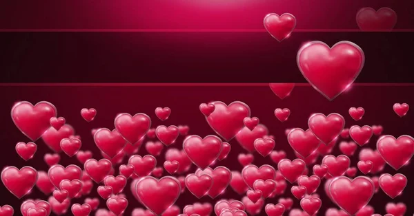 Compuesto Digital Brillantes Corazones Burbujeantes San Valentín —  Fotos de Stock