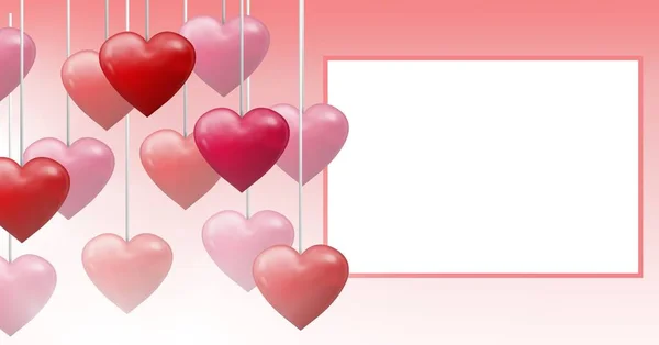 Cyfrowy Kompozytowy Szampan Walentynki Serca Wisi Ciąg Puste Pole — Zdjęcie stockowe