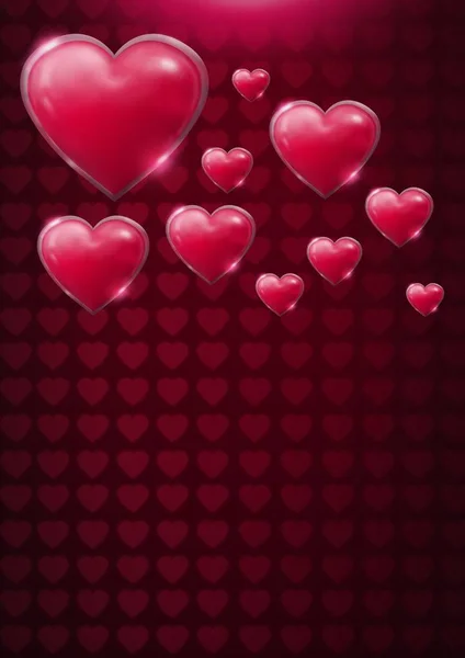 Digital Komposit Glänsande Bubblig Valentines Hjärtan — Stockfoto