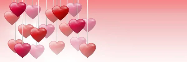 Цифровий Композит Сердець Bubbly Valentines Висять Струні — стокове фото
