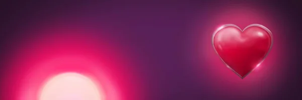 Digitales Komposit Aus Glänzendem Herz Mit Violettem Hintergrund Und Hellem — Stockfoto