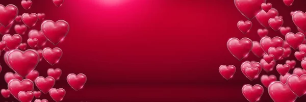 Compuesto Digital Brillantes Corazones Burbujeantes San Valentín Habitación Rosa —  Fotos de Stock