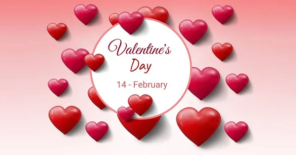Digital Composite Valentine Day Text Bubbly Valentines Hearts Empty Circle — Stock Photo, Image