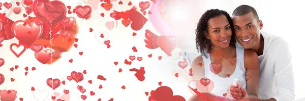 Digitální Složený Páru Valentine Láska Přechod Srdce — Stock fotografie