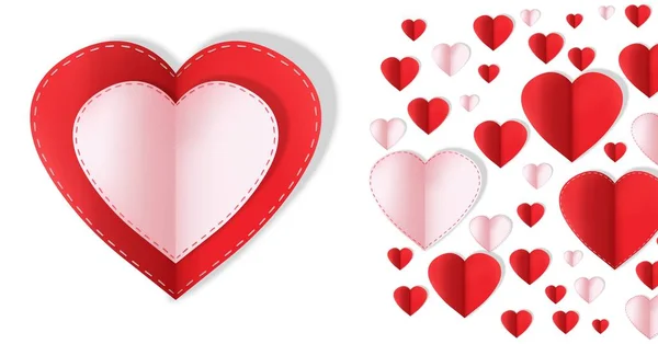 Digital Composite Paper Valentines Hearts — Stock Photo, Image