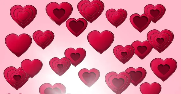 Digitale Composiet Voor Gelaagde Valentines Hearts — Stockfoto