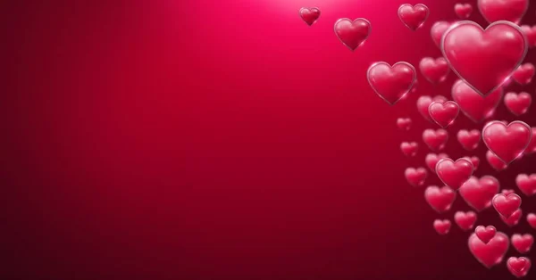 Цифровий Композит Блискучих Бульбашкових Сердець Валентина — стокове фото