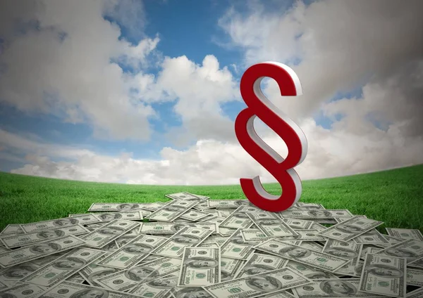 Digital Composite Section Symbol Icon Money Notes Sky — Stock Photo, Image