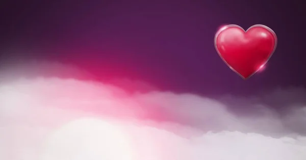 Compuesto Digital Corazón Brillante Que Brilla Con Fondo Brumoso Púrpura — Foto de Stock
