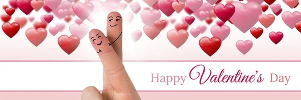 Digitální Složený Valentýnský Prsty Rád Pár Happy Valentine Den Text — Stock fotografie
