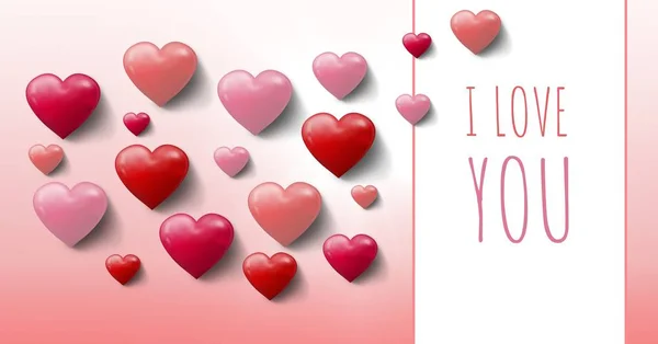 Composto Digital Texto Love You Corações Valentim Borbulhante Com Caixa — Fotografia de Stock