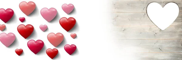 Compuesto Digital Forma Corazón San Valentín Madera Corazones Amor — Foto de Stock