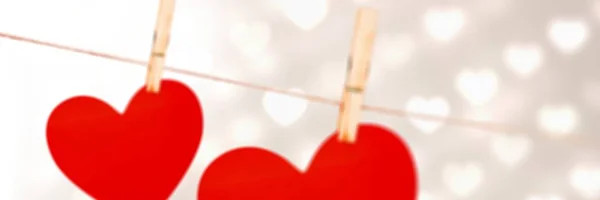 Digital Composite Valentines Hanging Love Hearts — Stock Photo, Image