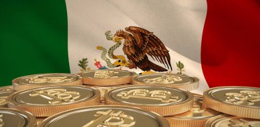 Bitcoin karşı dijital olarak oluşturulan Meksika ulusal bayrak