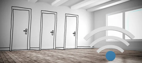 Wifi Sembolü Doodle Kapılar Odasında Karşı — Stok fotoğraf