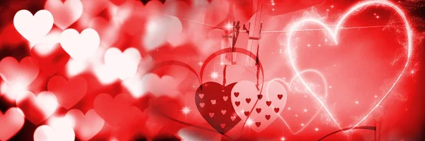 Glödande Rött Valentines Digital Komposit — Stockfoto