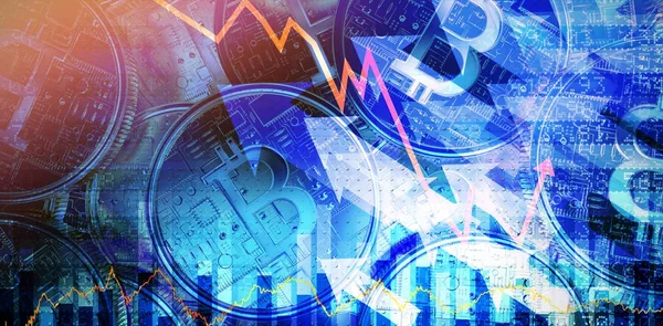 Azioni Azioni Contro Bitcoin — Foto Stock