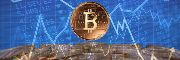 Bitcoin Проти Акціями — стокове фото