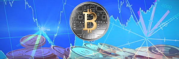 Bitcoin Gegen Aktien Und Aktien — Stockfoto