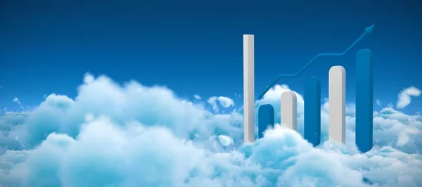Wachsendes Graphiksymbol Gegen Idyllischen Blick Auf Wolkenlandschaft Gegen Himmel — Stockfoto