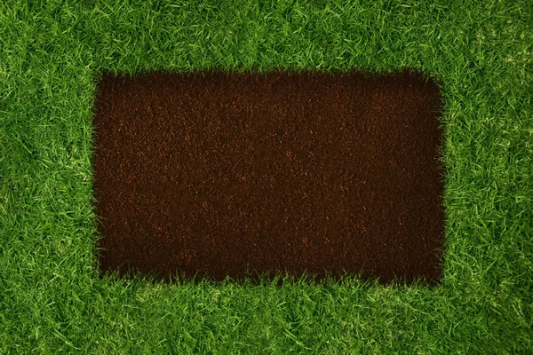 Brown Square Green Grass — Stock Photo, Image