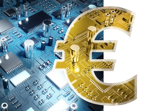 Símbolo Moneda Del Signo Del Euro Contra Primer Plano Placa — Foto de Stock