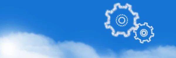 Digitaler Verbund Von Einstellungen Rädchen Wolkensymbole Mit Himmel — Stockfoto