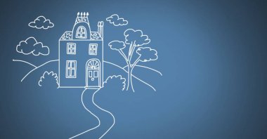 Ev duvar üzerinde çizim dijital bileşik