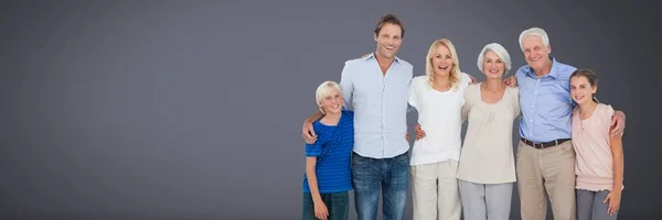 Digitaler Verbund Von Familiengenerationen Mit Grauem Hintergrund — Stockfoto