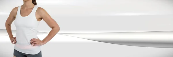 Compuesto Digital Mujer Atlética Forma Con Curvas Blancas Fondo — Foto de Stock