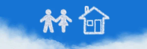 Digital Composite House Couple Cloud Icons Sky — Stock Photo, Image