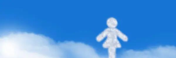 Kadın Bulut Simgesi Dijital Bileşik Ile Gök — Stok fotoğraf