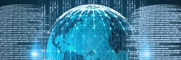 Digital composite of Code binary interface and world globe background