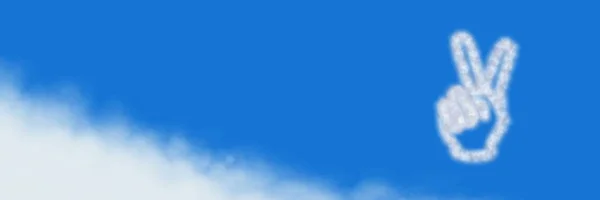 Digitales Zusammenspiel Aus Friedensgeste Und Wolkensymbol Mit Himmel — Stockfoto