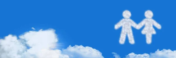 Digitale Composiet Van Paar Cloud Pictogram Met Sky — Stockfoto