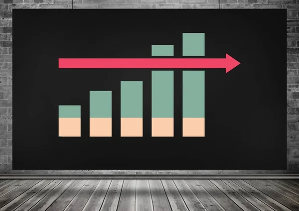 Composito Digitale Statistiche Grafici Colorati Sullo Schermo Nero — Foto Stock