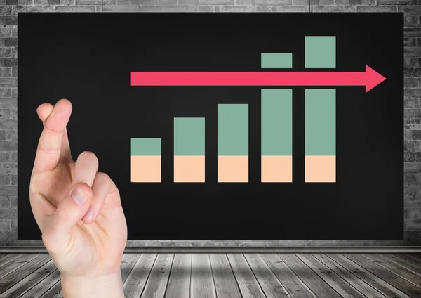 Composite Numérique Finger Croisé Avec Des Statistiques Graphiques Colorées Sur — Photo