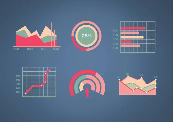 Digital Composite Colorful Chart Statistics — Stock Photo, Image