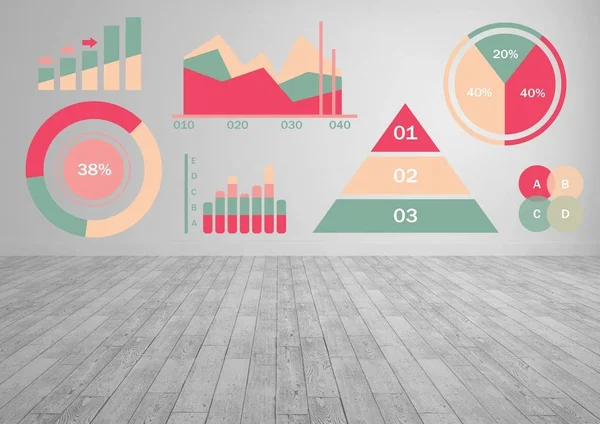 Digitální Složený Barevný Graf Statistiky Pokoji — Stock fotografie