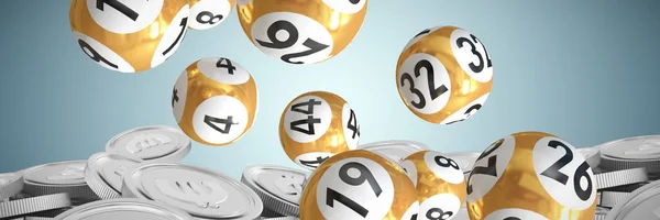 Lottery Balls Numbers Bitcoins — Stock Photo, Image