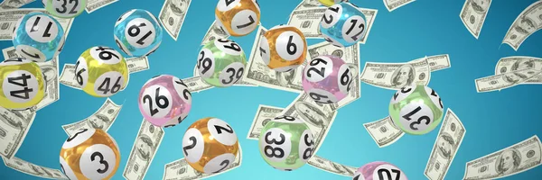 Bolas Loteria Com Nimbers Contra Fundo Azul Abstrato — Fotografia de Stock