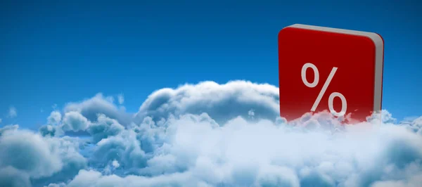 Ícone Vetor Sinal Percentual Contra Visão Cênica Nuvens Contra Céu — Fotografia de Stock