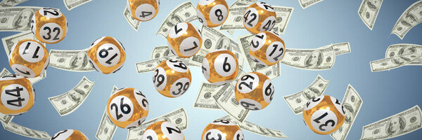 Lottery balls with nimbers against abstract blue background
