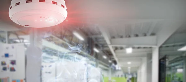 Smoke Fire Detector College Hallway — Stock Photo, Image