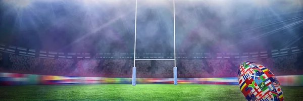 Copa Del Mundo Rugby Pelota Internacional Contra Lanzamiento Rugby — Foto de Stock